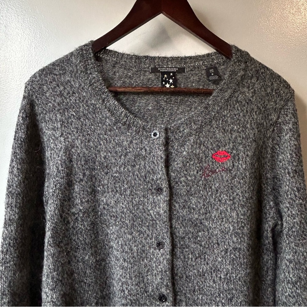 Scotch & Soda Wool Alpaca Cardigan w/Love Graphic